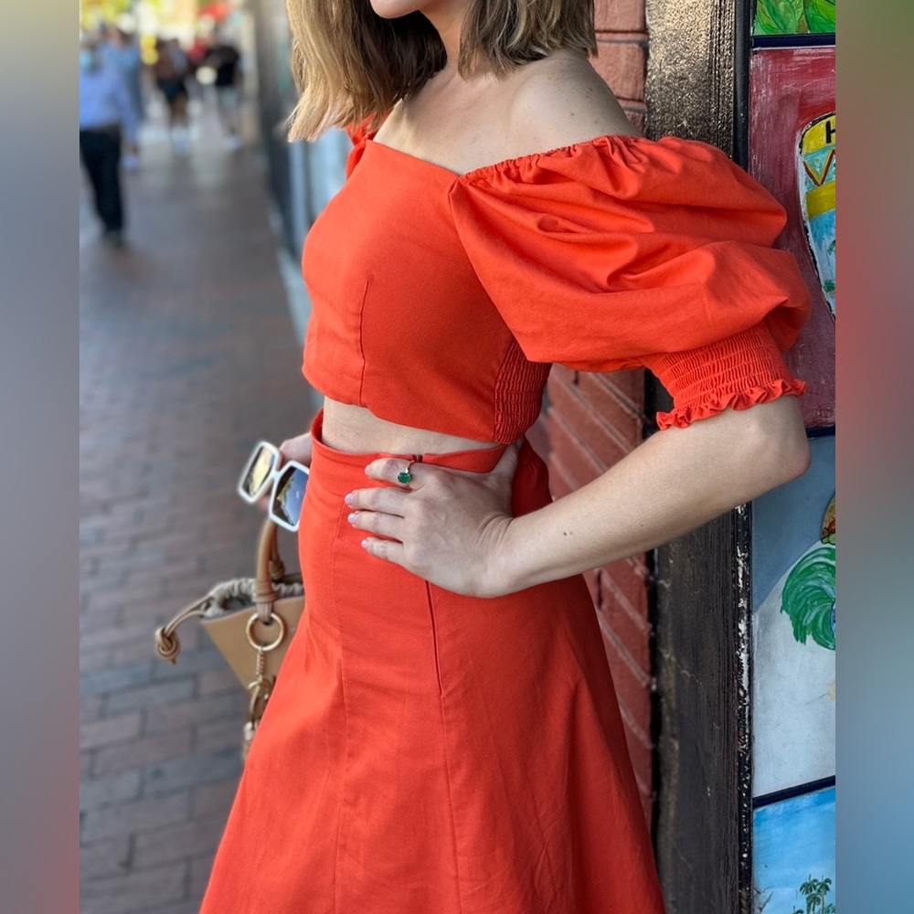 o.p.t One Perfect Time 2-piece set in sunset orange - size M (top) & S (skirt)